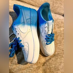 Custom Two-Tone White & Blue AF1’s W/ Rope Laces
